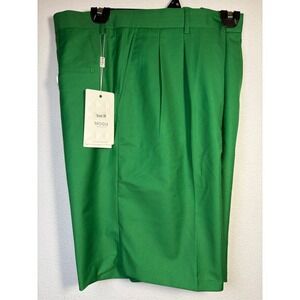 Mogu Dress Shorts Mens 36 Green New Pleated Formal Smart Casual K511